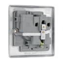 Socket Outlet Switched Double Pole Raised Edge 1 Gang 13A Brushed Steel