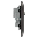 Socket Outlet Switched Double Pole Raised Edge 2 Gang 13A Black Nickel