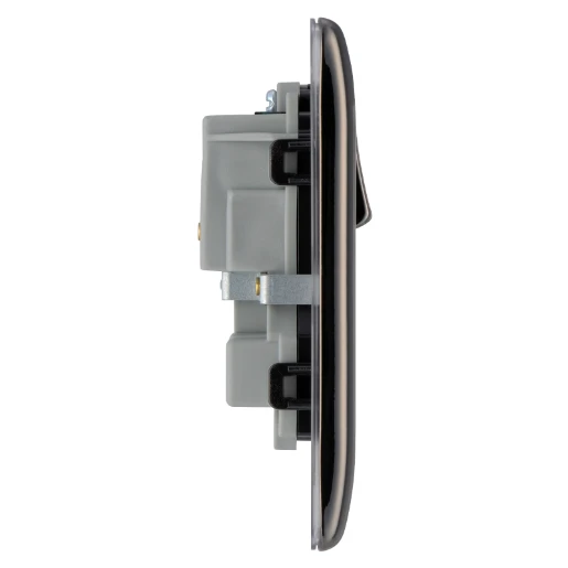 Socket Outlet Switched Double Pole Raised Edge 2 Gang 13A Black Nickel
