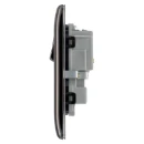 Socket Outlet Switched Double Pole Raised Edge 2 Gang 13A Black Nickel