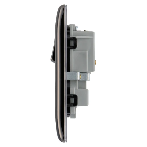 Socket Outlet Switched Double Pole Raised Edge 2 Gang 13A Black Nickel