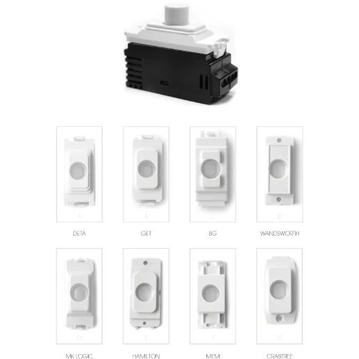Gridswitch Dimmer 40-500W White C/W Adaptor Kit