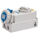 Industrial Power Socket Switch Interlocked Surface 2P+E 16A 230V IP67 Blue