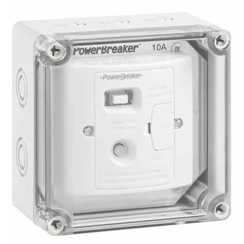 Connection Unit Fused RCD Waterproof 30Ma White