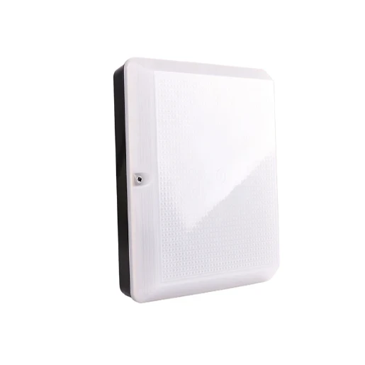 Mini-Max Bulkhead Square IP65 Opal Diffuser LED 13W 1300lm Black Polycarbonate Emergency