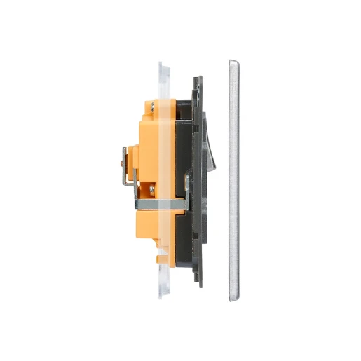 Socket 2 Gang Switched 13A 146 x 86mm Satin Steel Quartz Grey