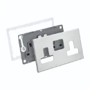 Socket 2 Gang Switched 13A 146 x 86mm Satin Steel Quartz Grey