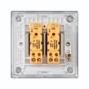 Switch Rocker 2 Gang 2 Way 10A 86X86mm Satin Steel Quartz Grey Insert