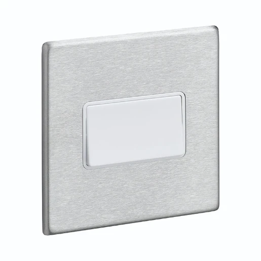 Switch Rocker 1 Gang TP 10A 86X86mm Satin Steel White Insert