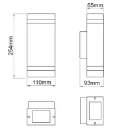 Wall Light Square Up+Down 3000K LED IP67 2 x 3W Stainless Steel