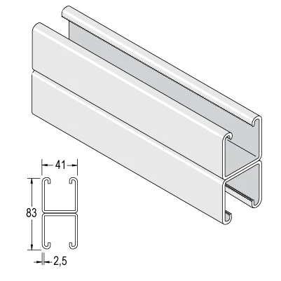 Channel Back To Back Plain Deep 41 x 41mm 6m Pregalvanised Steel