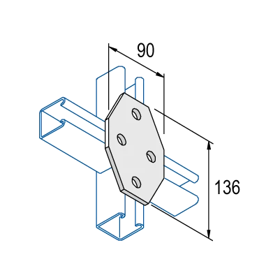 Plate Flat 4 Hole For Cross 136X90mm Hdg