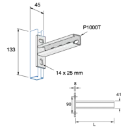 Cantilever Arm 90° 41X41 Sidefit Slot 300mm Steel Hot Dipped G