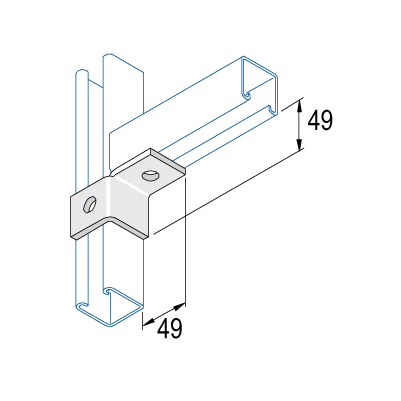 Bracket Wing Rh 2 Hole For 2 Channel 50X50mm Steel Hot Dipped Galvanised Sec