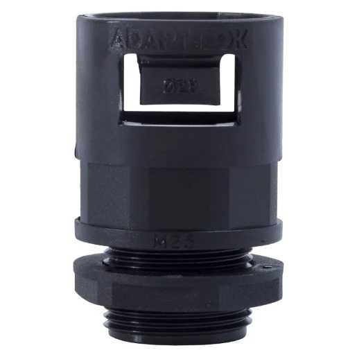 25mm Conduit Flexible Gland Push Fit Straight IP66 PVC Black C/W Locknut [Pack=10]