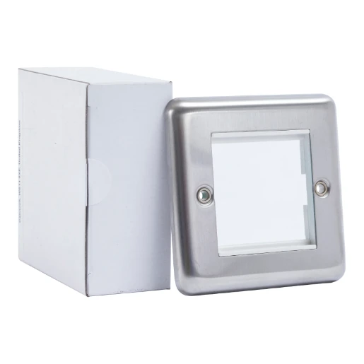 Modular Data Plate Decorative 1 Gang 2 Module Brushed Steel
