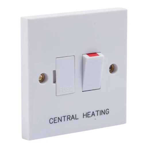 Connection Unit Fused Switched Engraved 'Central Heating' Square Edge 13A White