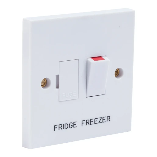 Connection Unit Fused Switched Engraved 'Fridge Freezer' Square Edge 13A White
