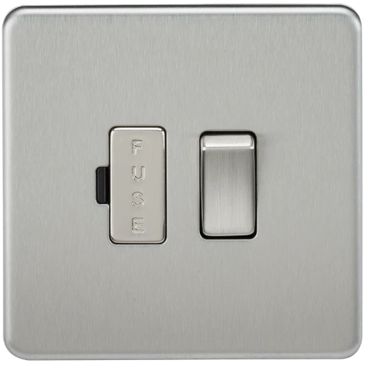 Screwless 13A Switched Fused Spur Unit - Brushed Chrome