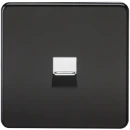 Screwless Telephone Master Socket -Matt Black with Chrome Shutter
