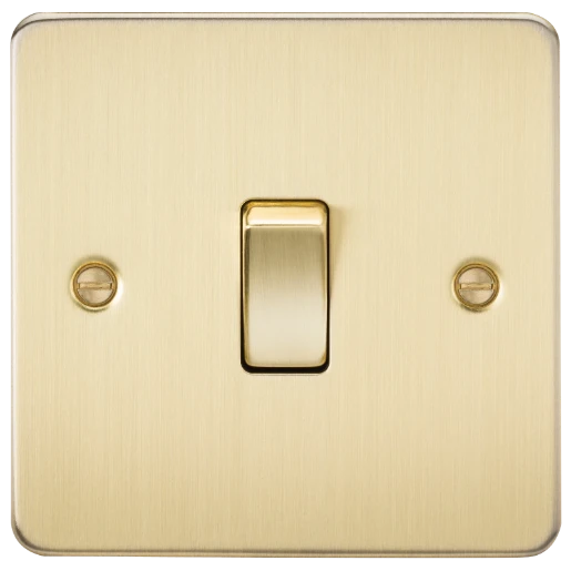 Flat Plate 10AX 1G 2 Way Switch - Brushed Brass