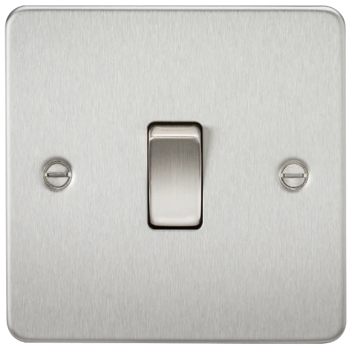 Flat Plate 10AX 1G 2 Way Switch - Brushed Chrome