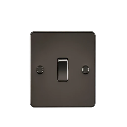 Flat Plate 10AX 1G 2 Way Switch - Gunmetal