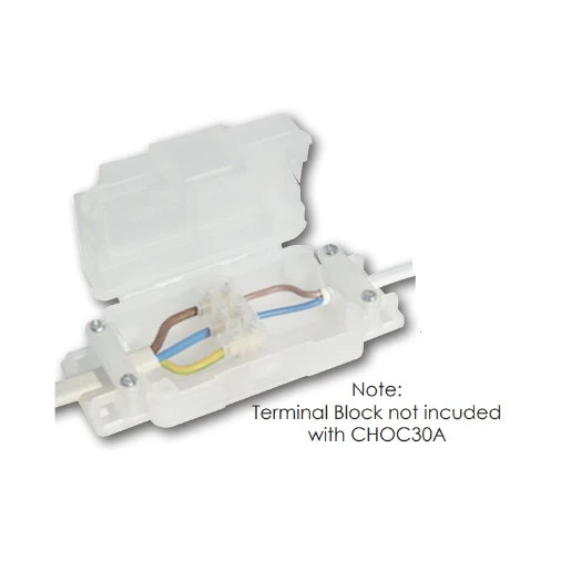 Box Connection 2 Cable Clamps 30A Translucent
