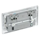 Polished Chrome 13A Switched Socket 2 Gang + 2 Usb (3.1A) White Insert