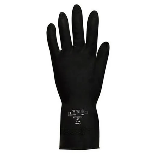 Jet Heavy-Duty Flock Lined Rubber Glove Black Size 9-9.5
