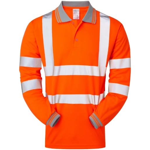 Rail Spec Long Sleeve Polo Shirt Large Orange