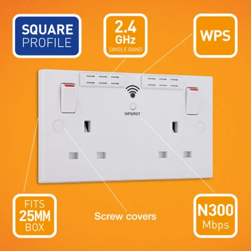 Socket Switched 2G+Wi-Fi Repeater 13A White