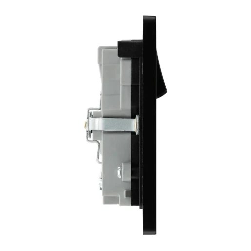Matt Grey Evolve 2 Gang 13A 1x USB-QC A 27W 1x USB-PD C 30W Switched Socket Black Insert