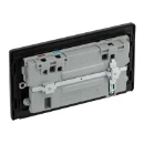 Matt Grey Evolve 2 Gang 13A 1x USB-QC A 27W 1x USB-PD C 30W Switched Socket Black Insert