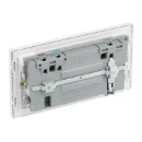 Pearlescent White Evolve 2 Gang 13A 1x USB-QC A 27W 1x USB-PD C 30W Switched Socket White Insert