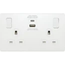 Pearlescent White Evolve 2 Gang 13A 1x USB-QC A 27W 1x USB-PD C 30W Switched Socket White Insert
