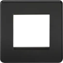 Matt Black Screwless 2 Gang Modular Faceplate