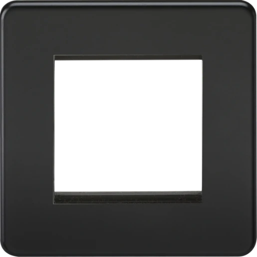 Matt Black Screwless 2 Gang Modular Faceplate