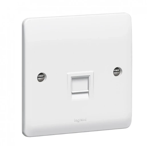 Socket 1 Gang RJ45 Single Cat 6 86 x 86mm White