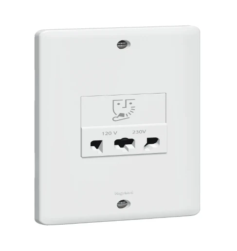 Shaver Socket 1 Gang Unswitched 230V 50/60Hz White