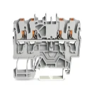 4-Conductor Through Terminal Block With Push-Button 2.5 Mm² With Test Port Side And Center Marking For Din-Rail 35 X 15 And 35 X 7.5 Push-In Cage Clamp 2,50 Mm² Gray