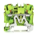 2-Conductor Ground Terminal Block With Push-Button 4 Mm² With Test Port Side And Center Marking For Din-Rail 35 X 15 And 35 X 7.5 Push-In Cage Clamp 4,00 Mm² Green-Yellow