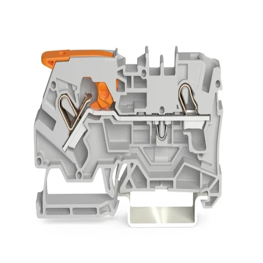 2-Conductor Through Terminal Block With Lever And Push-In Cage Clamp 4 Mm With Test Port Side And Center Marking For Din-Rail 35 X 15 And 35 X 7.5 Push-In Cage Clamp 4,00 Mm Gray