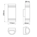Wall Light Round Up+Down 3000K LED IP67 2 x 3W Stainless Steel