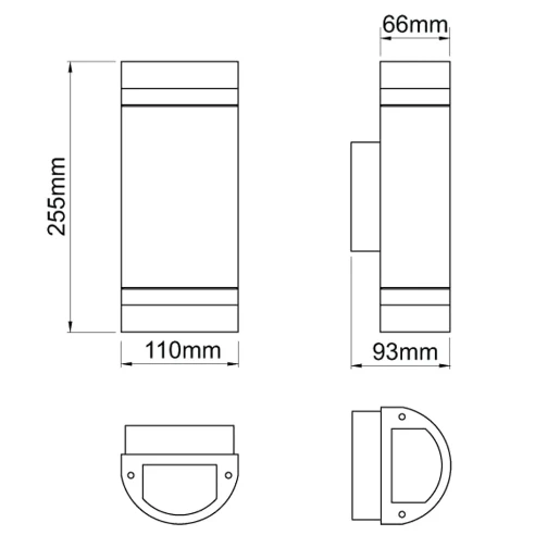 Wall Light Round Up+Down 3000K LED IP67 2 x 3W Stainless Steel