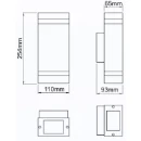 Wall Light Square Up+Down 3000K LED IP67 2 x 3W Stainless Steel