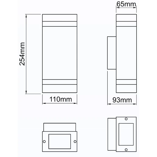 Wall Light Square Up+Down 3000K LED IP67 2 x 3W Stainless Steel