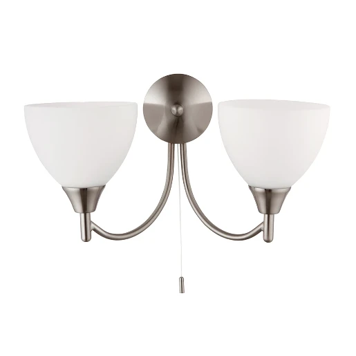 Wall Lighting SES Matt Opal Glass 2X60W 340X190X150mm Sat Chrome W/O