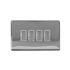 Designa 22S542J 4 Gang 2 Way 10AX Plate Switch Polish Chrome