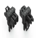T-Distribution Connector 3-Pole Cod. A 1 Input 2 Outputs 3 Locking Levers For Flying Leads Black